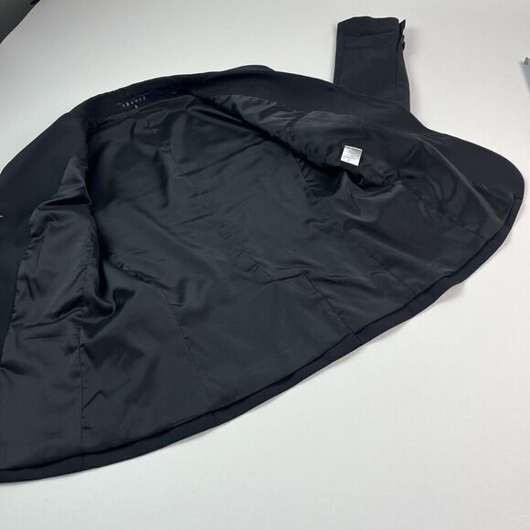 Theory Wool Blend Classic Blazer 8 Black Jacket Academia Business Office Preppy - Picture 8 of 13